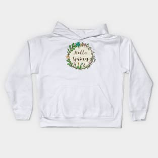 Hello spring - flowers and leaves Kids Hoodie